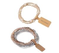 A-yeite Boho Crystal Glass Beaded Stretch Bracelet Set, Stackable Multilayer with Faux Pearl, Handmade Friendship Jewelry for Women, M, Crystal, no gemstone