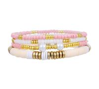 A-yeite Boho Stackable Beaded Bracelet Set, Multicolor Seed Bead and Clay Stretch Bracelets with Gold Plated Beads, Summer Beach Jewelry for Women Men, One Size, Resin, no gemstone