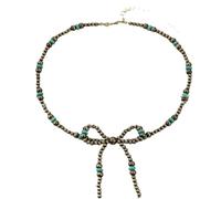 A-yeite Bow Bowknot Imitation Pearl Necklace Vintage Navajo Cowboy Cowgirl Western Beaded Necklaces for Women Boho Jewelry, Acrylic, No Gemstone