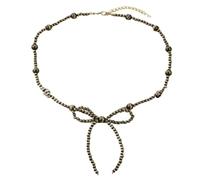 A-yeite Bow Bowknot Imitation Pearl Necklace Vintage Navajo Cowboy Cowgirl Western Beaded Necklaces for Women Boho Jewelry, Acrylic, No Gemstone