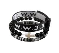 A-yeite Christian Cross WWJD Bracelets for Women Men Cross Crystal Beads Stretch Bracelet Handmade WWJD Braided What Would Jesus Do Wristbands Religious Jewelry Gift, M, Cotton Metal, no gemstone