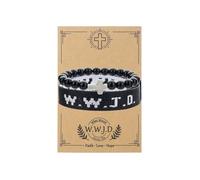 A-yeite Christian Cross WWJD Bracelets for Women Men Cross Crystal Beads Stretch Bracelet Handmade WWJD Braided What Would Jesus Do Wristbands Religious Jewelry Gift, M, Cotton Metal, no gemstone