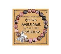 A-yeite Colorful Butterfly Charm Crystal Beaded Bracelet with Wish Card Handmade Stone Beads Bracelets Friendship Jewelry for Women Birthday Gifts, Adjustable, Stone, no gemstone