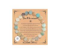 A-yeite Colorful Natural Stone Compass Bracelet for Women Men You Will Be Missed Farewell Going Away Goodbye Gifts for Friends Coworker Teacher Retirement Gifts, Adjustable, Stone, no gemstone