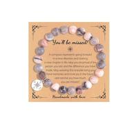 A-yeite Colorful Natural Stone Compass Bracelet for Women Men You Will Be Missed Farewell Going Away Goodbye Gifts for Friends Coworker Teacher Retirement Gifts, Adjustable, Stone, no gemstone