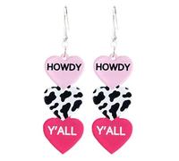 A-yeite Cute Valentine's Day Earrings for Women Candy Color Love Heart Acrylic Dangle Drop Earrings KISS ME HOWDY Letter Leopard Earrings Holiday Date Party Jewelry Gift, Acrylic, No Gemstone