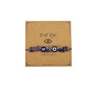 A-yeite Evil Eye Bracelet for Women Men Handmade Irregular Crystal Stone Blue Red Beads Braided String Bracelets Good Luck Inspirational Amulet Jewelry for Family Friends, One Size, Stone, no gemstone