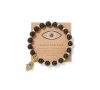 A-yeite Evil Eye Bracelets Handmade Natural Stone Beads Evil Eye Hamsa Hand Bracelet for Women Men Friendship Protection Good Luck Jewelry Gift, One Size, Stone, no gemstone