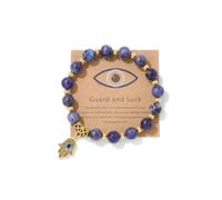 A-yeite Evil Eye Bracelets Handmade Natural Stone Beads Evil Eye Hamsa Hand Bracelet for Women Men Friendship Protection Good Luck Jewelry Gift, One Size, Stone, no gemstone