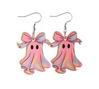 A-yeite Halloween Ghost Earrings for Women Cute Ghost Bowknot Pumpkin Flower Book Acrylic Dangle Earrings Funny Spooky Halloween Costume Party Jewelry Festival Gift, Acrylic, No Gemstone