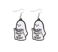 A-yeite Halloween Ghost Earrings for Women Wooden Cute Funny Pumpkin Ghost Dangle Earrings Halloween Party Accessories Jewelry Gifts, Wood, No Gemstone