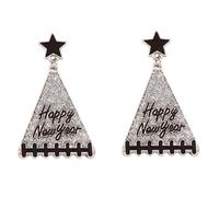 A-yeite Happy New Year Champagne Earrings Champagne Bottle Wine Glass New Year's Hat Dangle Earrings New Year’s Eve Party Holiday Jewelry Gifts for Women, Zinc, No Gemstone
