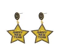 A-yeite Happy New Year Champagne Earrings Champagne Bottle Wine Glass New Year's Hat Dangle Earrings New Year’s Eve Party Holiday Jewelry Gifts for Women, Zinc, No Gemstone