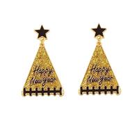 A-yeite Happy New Year Champagne Earrings Champagne Bottle Wine Glass New Year's Hat Dangle Earrings New Year’s Eve Party Holiday Jewelry Gifts for Women, Zinc, No Gemstone