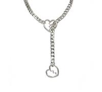 A-yeite Heart O-ring Slip Chain Necklace for Women Punk Gothic Adjustable Heart Link Chain Choker Cuban Necklace Long Lariat Y-Necklace for Men Jewelry Gift, Zinc, No Gemstone
