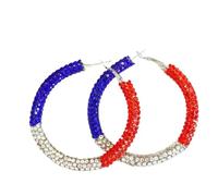 A-yeite Independence Day Patriotic Hoop Earrings Handmade Shining Rhinestone 4th of July Earrings for Women Memorial Day Jewelry, Rhinestone, Rhinestone