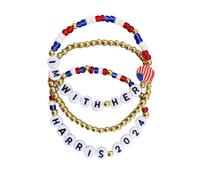 A-yeite Kamala Harris 2024 President Vote Campaign Bracelets Merch Colorful Beads Stretch Stackable Bracelet for Women Men, Adjustable, Resin, no gemstone