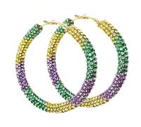 A-yeite Mardi Gras Carnival Earrings Sparkle Glitter Resin Rhinestone Wrapped Big Circle Round Hoop Earrings for Women Holiday Carnival Theme Jewelry, Resin, No Gemstone
