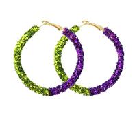A-yeite Mardi Gras Carnival Earrings Sparkle Glitter Resin Rhinestone Wrapped Big Circle Round Hoop Earrings for Women Holiday Carnival Theme Jewelry, Resin, No Gemstone