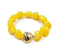 A-yeite Multicolor Chunky Heart Beaded Bracelet for Women Acrylic Resin Beads Elastic Bracelets Summer Beach Trendy Jewelry Gifts, One Size, Resin, no gemstone
