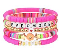 A-yeite Soft Pottery Letter Women's Bracelet Star Colored Ball Beach Bracelet Bohemian Friendship Elastic Dopamine Style Bracelet, One Size, Zinc, no gemstone