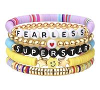 A-yeite Soft Pottery Letter Women's Bracelet Star Colored Ball Beach Bracelet Bohemian Friendship Elastic Dopamine Style Bracelet, One Size, Zinc, no gemstone