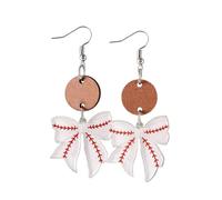 A-yeite Sports Bow Earrings for Women Baseball Softball Volleyball Football Soccer Basketball Bowknot Dangle Earrings for Sports Fan Game Day Jewelry, Acrylic, No Gemstone