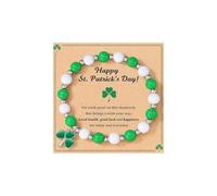 A-yeite St Patrick’s Day Bracelet Gift for Women Handmade Clover Shamrock Green Leaf Charm Stretch Braided Bracelets St. Patrick’s Day Lucky Irish Festive Holiday Party Jewelry, M, Metal Nylon, no