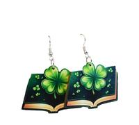 A-yeite St. Patrick's Day Earrings Cute Funny Irish Shamrock Hat Horseshoe Green Clover Beer Leaf Dangle Earrings for Women Good Luck Holiday Jewelry, Zinc, No Gemstone
