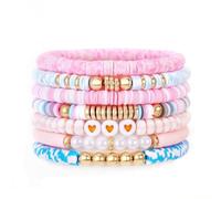 A-yeite Surfer Heishi Multilayer Clay Beaded Stackable Bracelets Bohemian Colorful Polymer Clay Beads Stretch Bracelets for Women Friendship Summer Beach Vacation Preppy Jewelry Gifts, M, Polymer Clay