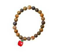 A-yeite Teacher's Day Bracelet Geometric Irregular Colored Natural Stone Apple Pendant Women's Bracelet Creative Tiger Eye Stone Bracelet, One Size, Zinc, no gemstone