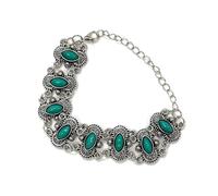 A-yeite Western Vintage Turquoise Cuff Bracelets for Women Adjustable Boho Statement Ethnic Accessories Jewelry for Country Concerts, One Size, Zinc, no gemstone