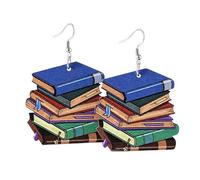 A-yeite Women's Book Themed Drop Earrings Acrylic Cute Apple Charm Gift for Teacher Appreciation Readers Book Lovers Librarian, One Size, Acrylic, No Gemstone