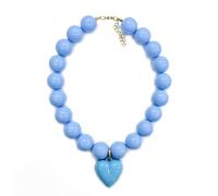 A-yeite Women's Colorful Chunky Resin Round Beaded Heart Charm Choker Necklaces Adjustable Exaggerated Statement Necklace Summer Bohemian Beach Vacation Outfits Beach Trendy Jewelry Gift, One Size
