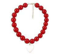 A-yeite Women's Colorful Chunky Resin Round Beaded Heart Charm Choker Necklaces Adjustable Exaggerated Statement Necklace Summer Bohemian Beach Vacation Outfits Beach Trendy Jewelry Gift, One Size