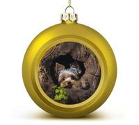 A Yorkshire Terrier Nestled in A Hole Christmas Ball Ornament Shatterproof Hanging Ball Ornaments with String Decorative Christmas Baubles for Xmas Tree Home Wedding Holiday Party Decor Supply