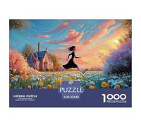 A Young Girl in A Black Dress 1000 Pieces Extra-thick Cardboard Jigsaw Puzzle Bundle Enchanting Landscape Challenging And Educational Creative Game Jigsaw As Birthday Gifts 52x38cm/1000pcs