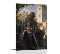 A Young Knight Sharpens His Blade As Scripture Echoes from The Nearby Chapel Tower. Wall Art Mural Modern Decoration Hanging Art Poster 24x36inch(60x90cm)