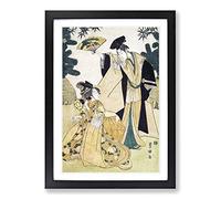 A Young Lady & Man by Utagawa Toyokuni Framed Print | A2 Black Framed Wall Art | Ready to Hang | Modern Nature Picture | Living Room Bedroom Lounge Office