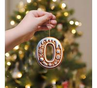 A-Z 26 Gingerbread Alphabet Ornaments for Christmas Tree Decorations, Candy Cane Initial Letter Xmas Pendant with Berries Pattern, Christmas Tree Hanging Ornaments DIY for Home Party Decor