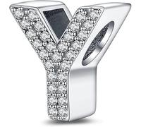 A-Z Alphabet Letter Name Initial Tag Personalised Monogram Surname Birthday Charm Bead Pendant 925 Sterling Silver Compatible With Pandora Charm Moments Bracelet (Y)