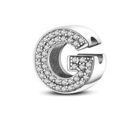 A-Z Alphabet Letter Name Initial Tag Personalised Monogram Surname Birthday Charm Bead Pendant 925 Sterling Silver Compatible With Pandora Charm Moments Bracelet (G)