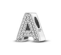 A-Z Alphabet Letter Name Initial Tag Personalised Monogram Surname Birthday Charm Bead Pendant 925 Sterling Silver Compatible With Pandora Charm Moments Bracelet (A)
