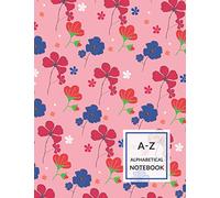 A-Z Alphabetical Notebook: A-Z Index Lined Journal with Tabs, Red and Blue Floral Pattern Cover