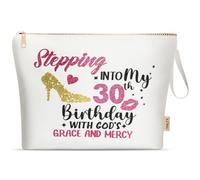 A-Z BAG 30th Birthday Gifts for Women - Personalised Glitter Makeup Bag,Cosmetic Pouch Present for Mum & Friends,Stepping into My 30th Birthday Keepsake