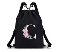 A-Z BAG Drawstring Swimming Bag for Girls (Black) (C)