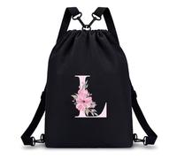 A-Z BAG Drawstring Swimming Bag for Girls (Black) (L)