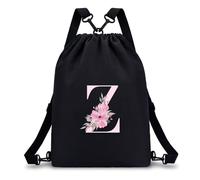A-Z BAG Drawstring Swimming Bag Initial Gifts for Girls Kids (Black, Z)