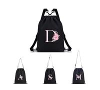 A-Z BAG Personalised Drawstring Swimming Bag for Women Girls Kids, 4-in-1 Convertible Initial Gym Bags (Backpack/Crossbody/Shoulder/Handbag), Waterproof Inside and Out (D)