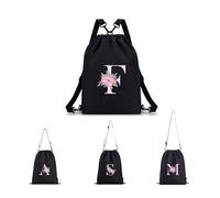 A-Z BAG Personalised Initial Drawstring Bag for Women, 4-in-1 Convertible Swimming Gym Bags (Backpack/Crossbody/Shoulder/Handbag), Waterproof Inside and Out& Travel Rucksack, (F)